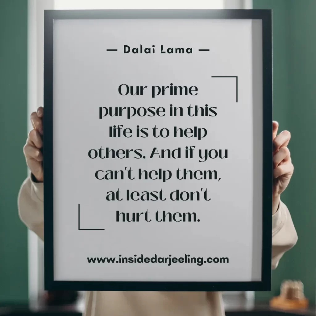 Our prime purpose in this life is to help others. And if you can't help them, at least don't hurt them