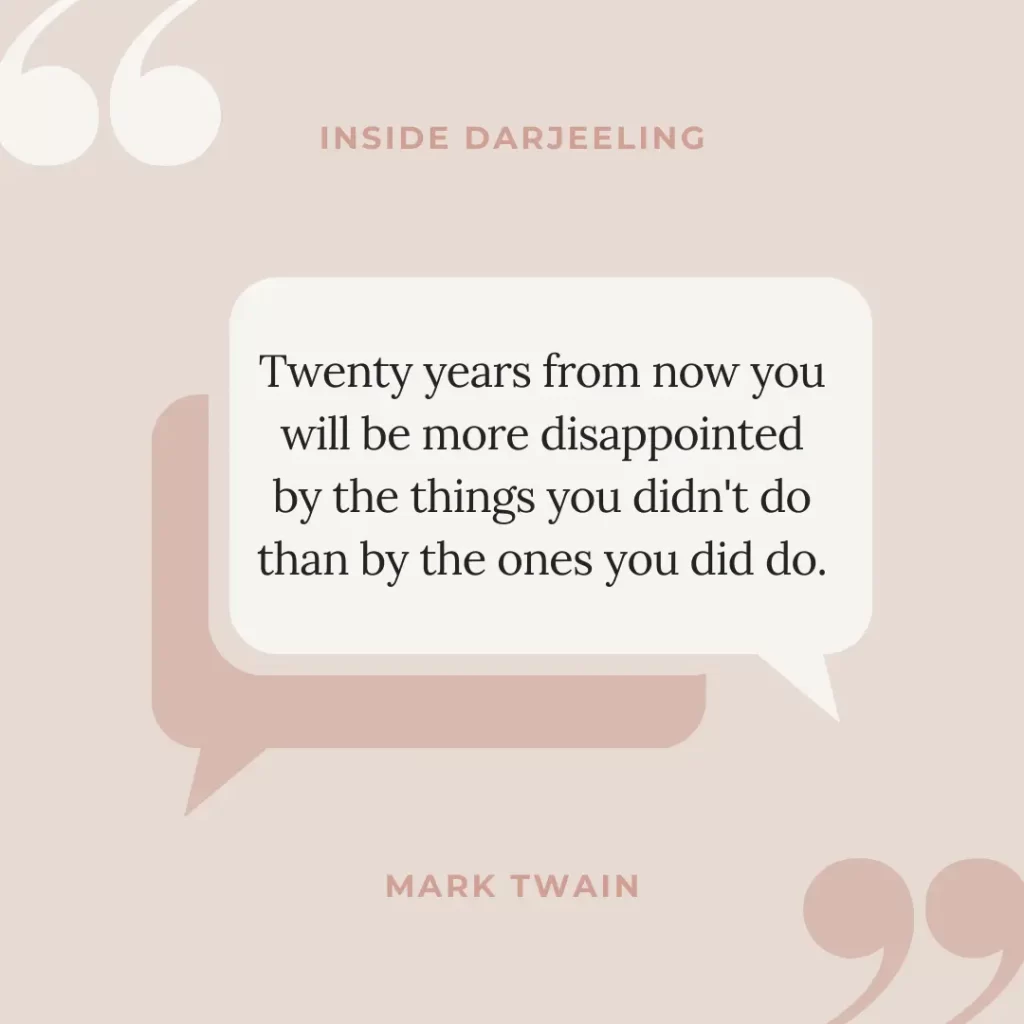 Twenty years from now you will be more disappointed by the things you didn't do than by the ones you did do.