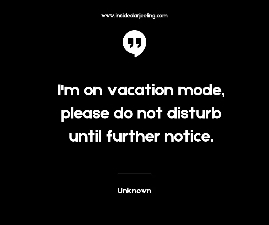 I'm on vacation mode, please do not disturb until further notice