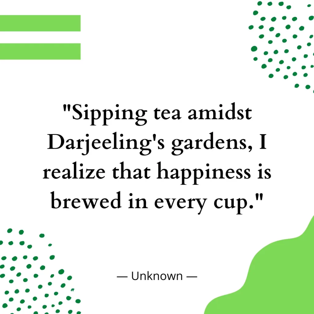 Sipping tea amidst Darjeeling's gardens, I realize that happiness is brewed in every cup